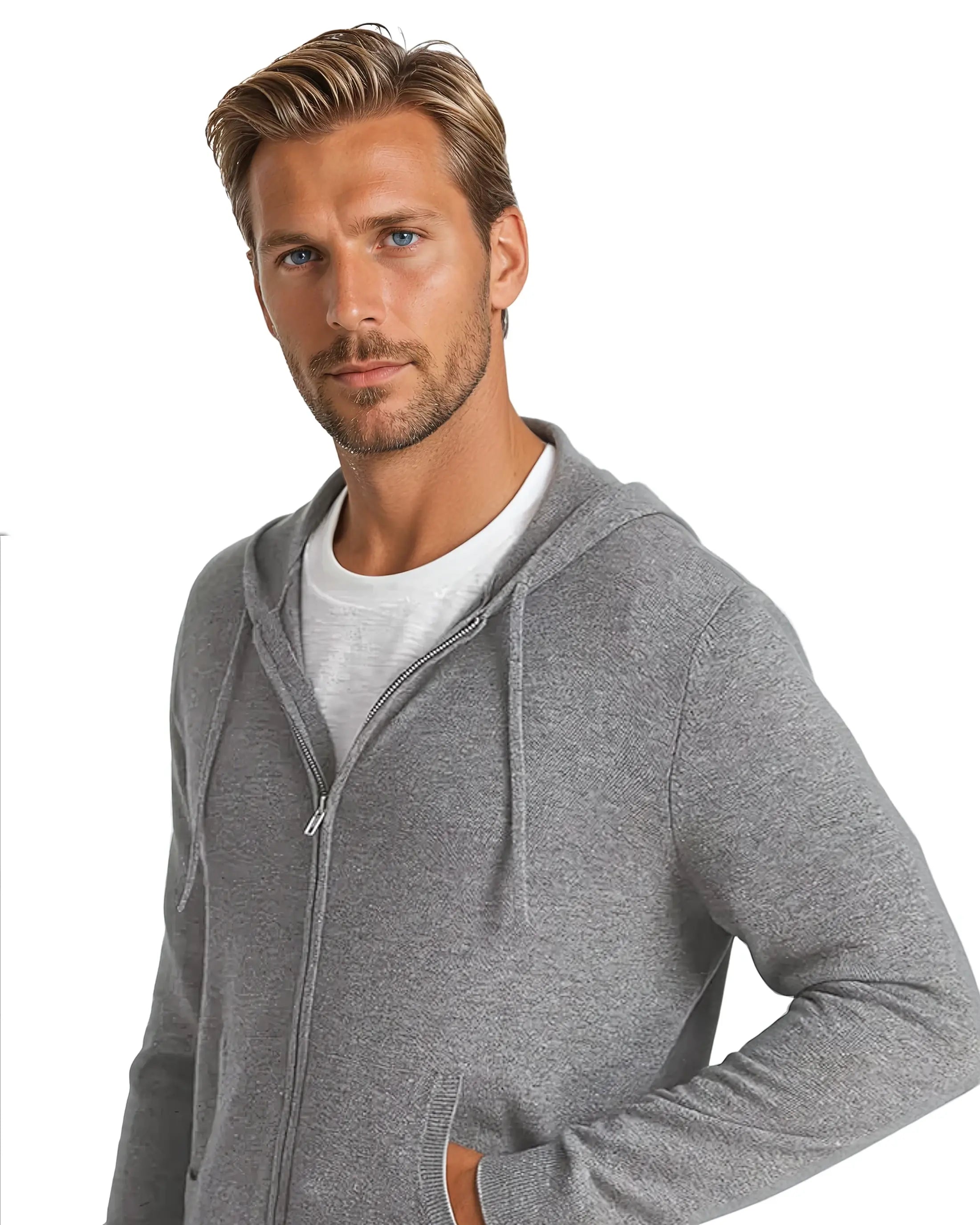 Cashmere Strik Zip Vest - Mørkegrå