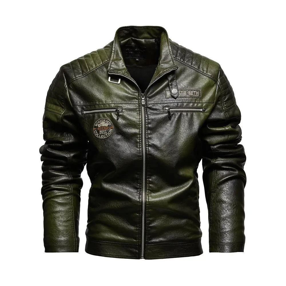 Tobias™ Rust – Rødbrun motorcykeljakke med patch-detaljer