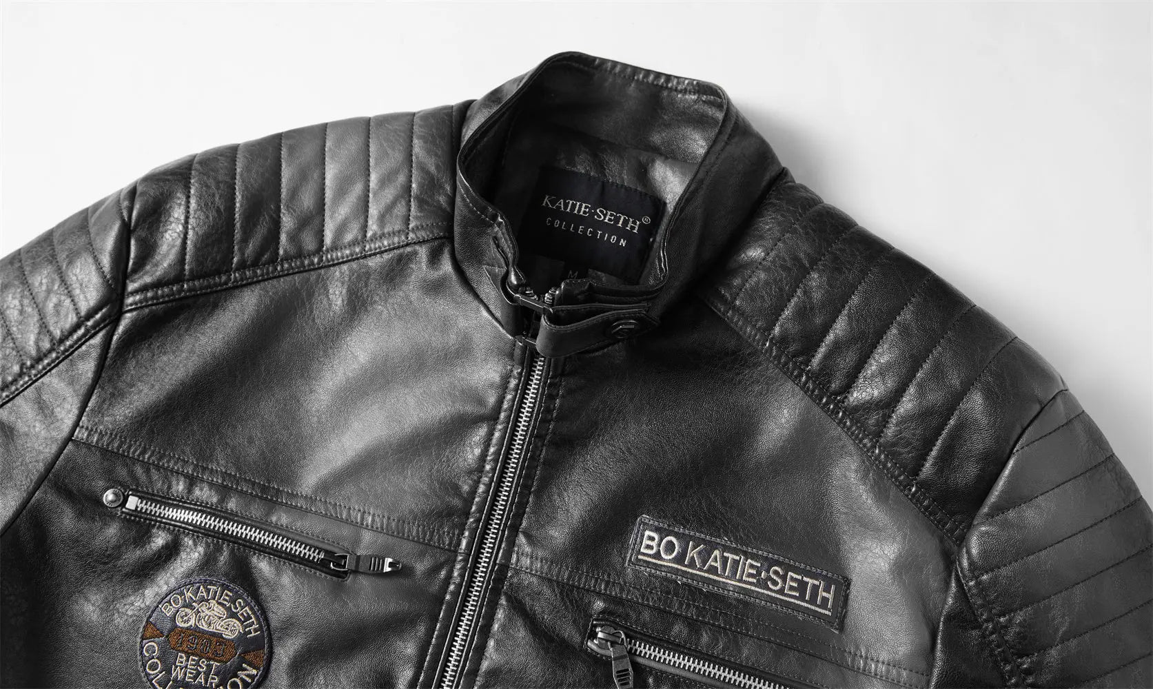 Tobias™ Rust – Rødbrun motorcykeljakke med patch-detaljer