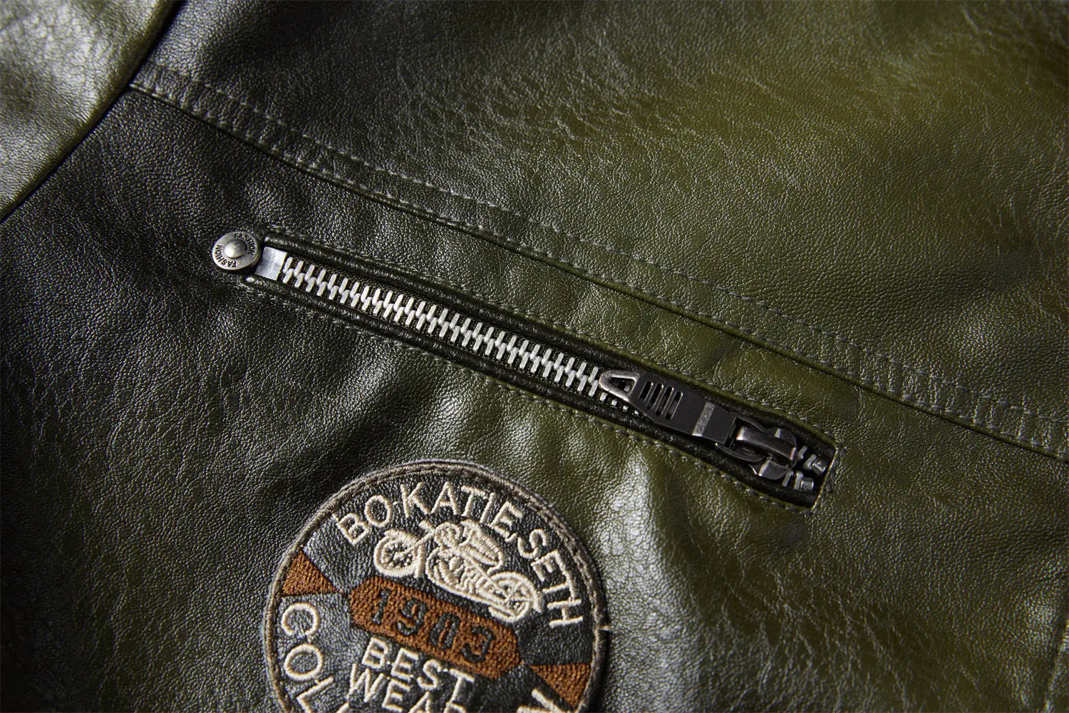 Tobias™ Rust – Rødbrun motorcykeljakke med patch-detaljer