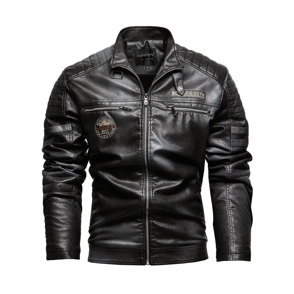 Tobias™ Rust – Rødbrun motorcykeljakke med patch-detaljer