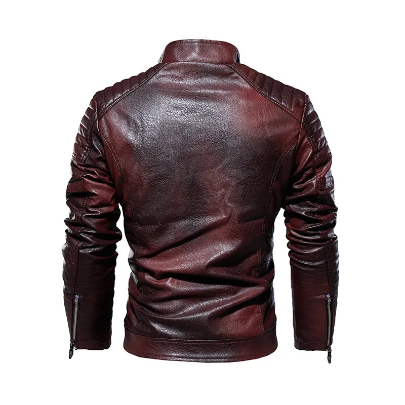 Tobias™ Rust – Rødbrun motorcykeljakke med patch-detaljer